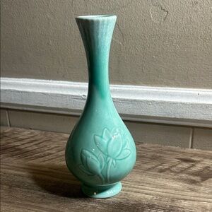 Pioneer Elegant Turquoise Vase with Floral Design
